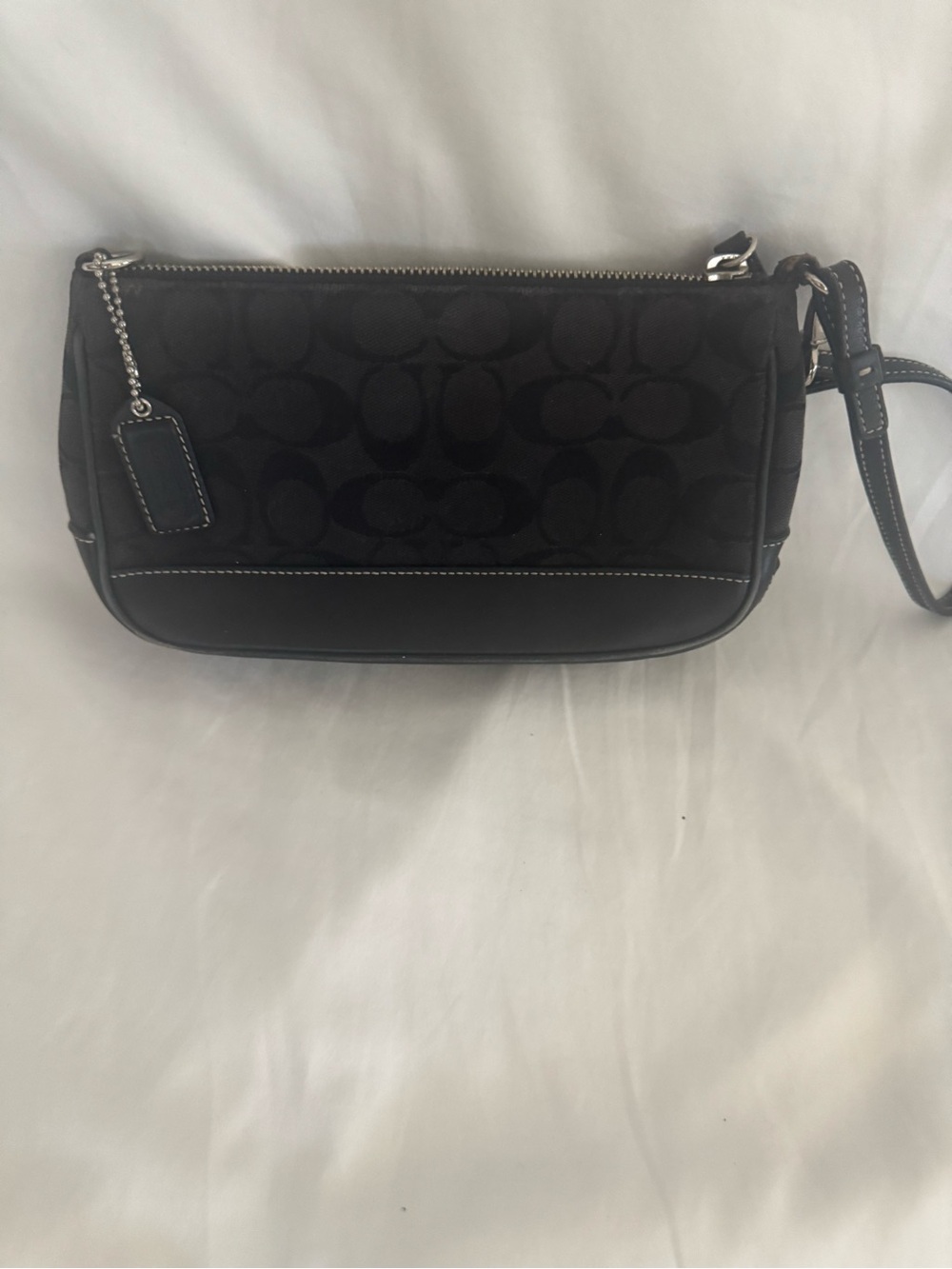 Vintage Coach Black Signature Wristlet Bag